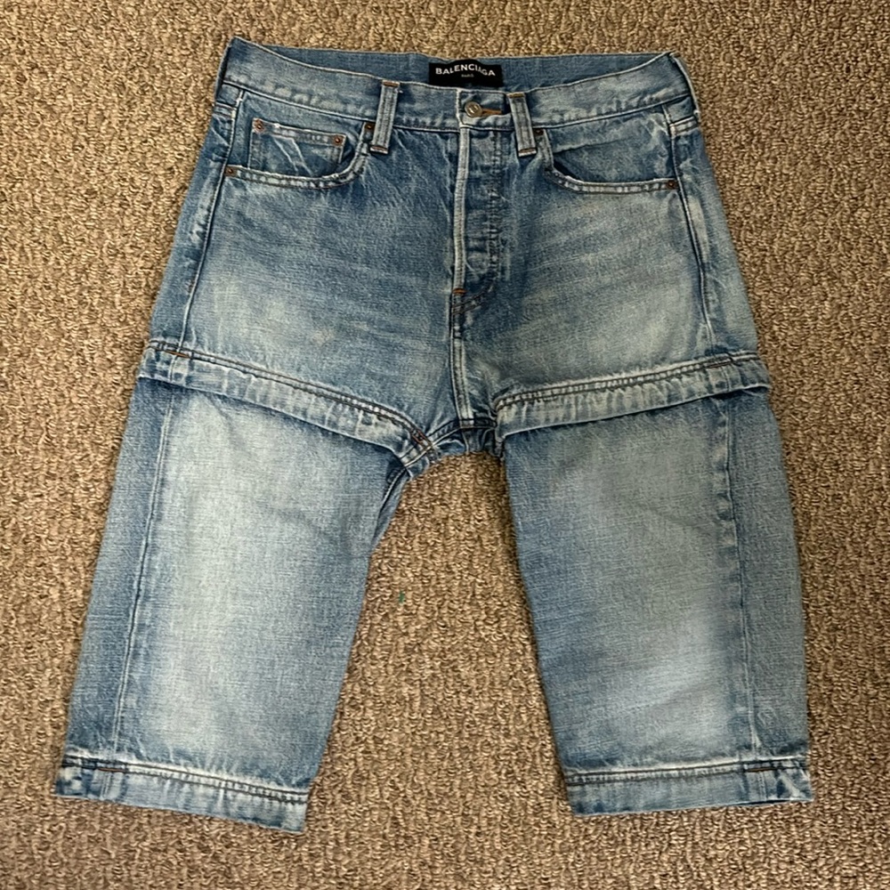 Balenciaga Button Fly Convertible Zipper Leg Denim Size 29